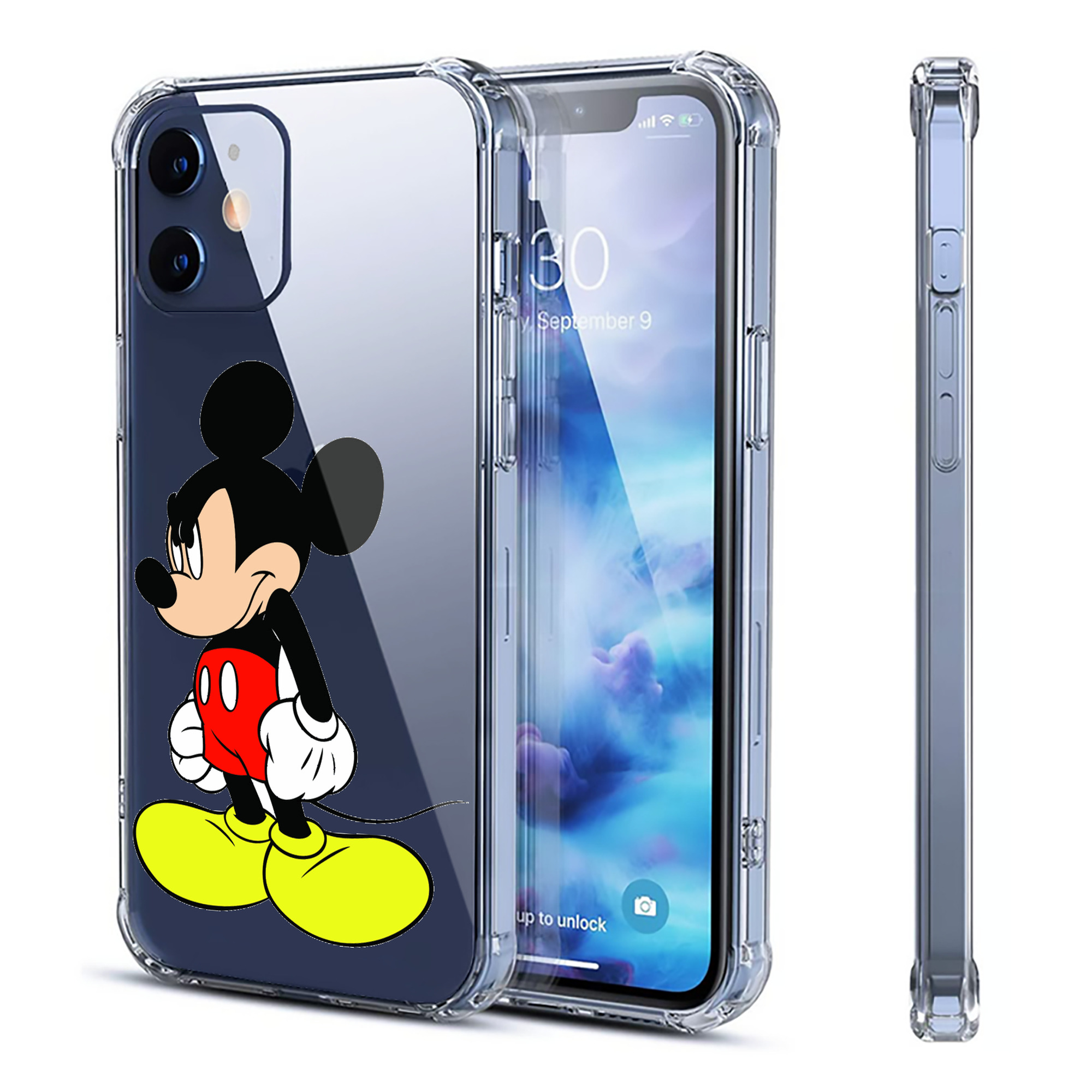 （画像用） ミッキーマウス Mickey Mouse 【iPhone 12シリーズ対応】透明スマホケース（クリアソフトケース）